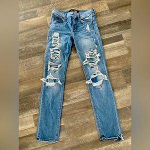 Express cropped skinny mid rise jean, size 0